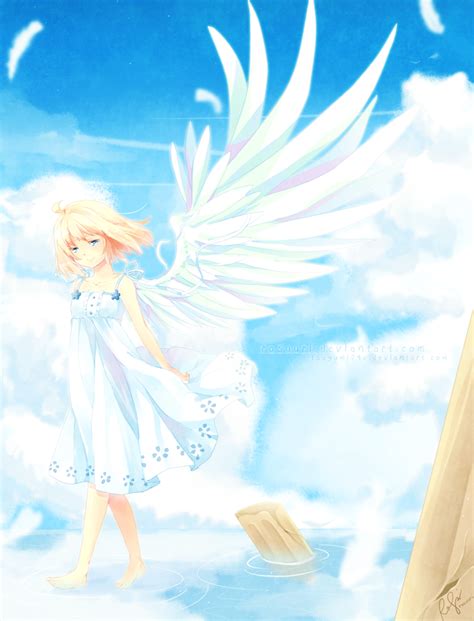 Safebooru 1girl Ahoge Amputee Angel Angel Wings Blonde Hair Blue Eyes Borrowed Character