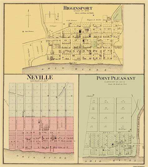 Historic City Map Higginsport Neville Point Pleasant Ohio Hayes 18