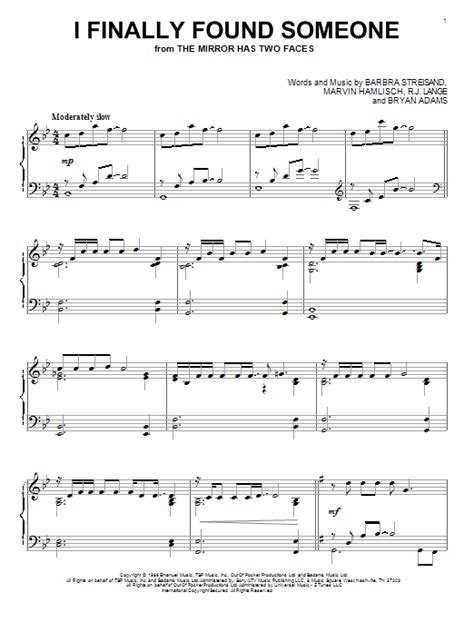 I Finally Found Someone By Barbra Streisand And Bryan Adams Sheet Music For Piano Solo At Sheet