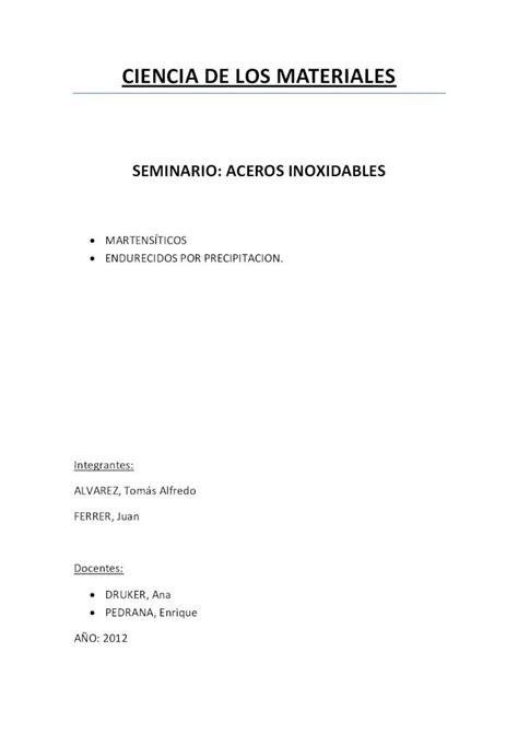 Pdf Aceros Inoxidables Martensiticos Y Endurecibles Por Precipitacion