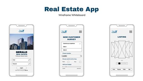 Real Estate App Wireframe Whiteboard Template Visme