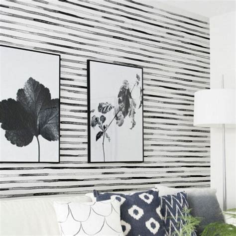 Watercolor Stripes Black And White Peel Stick Fabric Etsy