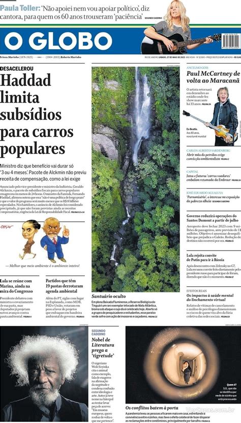 Capa O Globo Sexta De Maio De