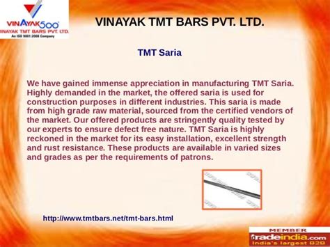 Vinayak Tmt Bars Pvtltdtmt Bars