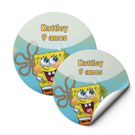 Adesivos Personalizados Tema Bob Esponja Festa Infantil Elo