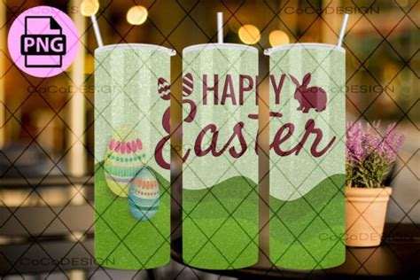 20oz Tumbler Happy Easter Glitter Graphic By CoCoDESIGN Creative Fabrica