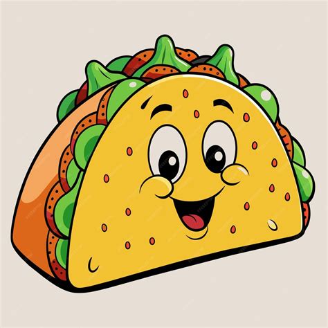 Un Dibujo De Dibujos Animados De Un Taco Con Una Cara Y Una Cara