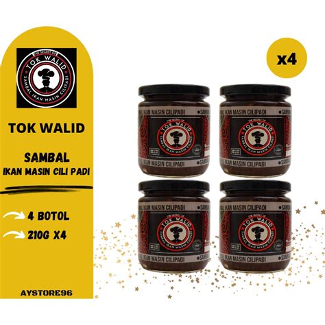 COMBO 4 BOTOL Sambal Ikan Masin Cili Padi Tok Walid EXP 30 1 2023