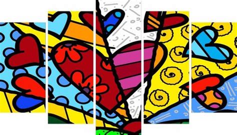 Quadro Mosaico Romero Britto O Coração Sala Quarto Haii Romero