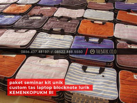 Paket Seminar Kit Unik Custom Tas Laptop Blocknote Lurik Kemenkopukm Ri