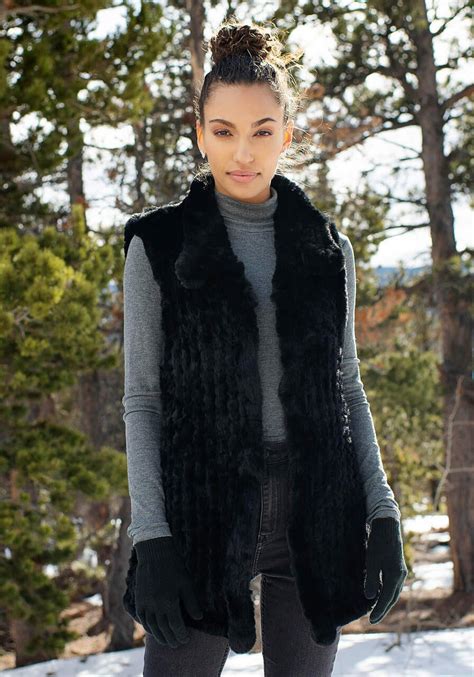 Black Faux Fur Knitted Vest Sale Fabulous Furs