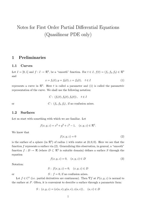 Pdenotes Notes For First Order Partial Differential Equations