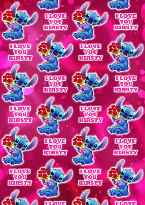 DISNEY STITCH Personalised Valentines Wrapping Paper Disney Etsy