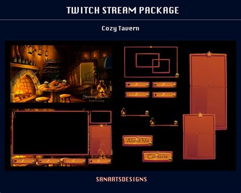 Animated Twitch Overlays Package Cozy Tavern Warm Pub Animated Stream