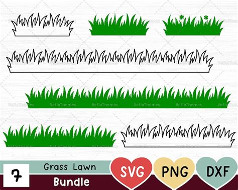 Grass Svg Bundle Grassy Lawn Svg Print Svg Cut Files Outline Silhouette Cricut Svg Row Of