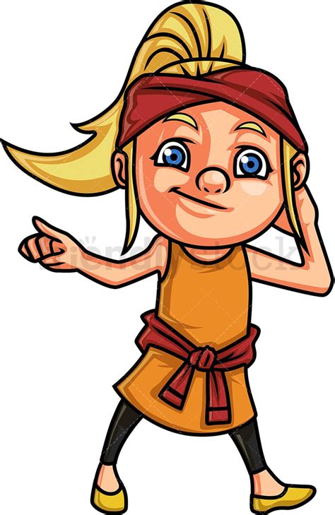 Little Girl Dancing To The Macarena Cartoon Clipart - FriendlyStock