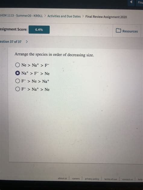 Solved Fina CHEM 1113 Summer20 KROLL Activities And Chegg