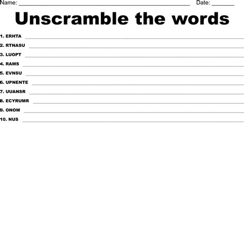 Unscramble The Words Wordmint