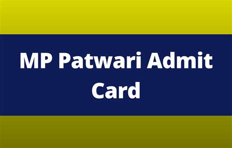 Mp Patwari Admit Card 2023 Out Download Link Available Pebmponline