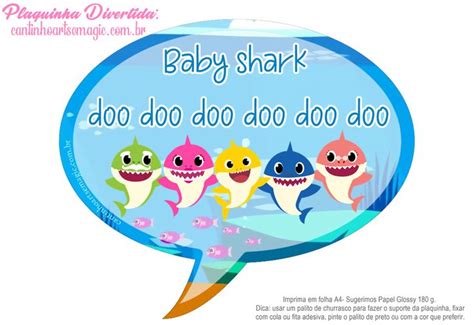 Festa Baby Shark Plaquinhas Divertidas Cantinho Art S Magic