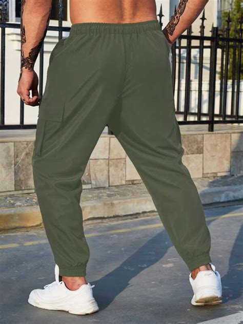 Manfinity Homme Men Flap Pocket Side Drawstring Waist Cargo Pants