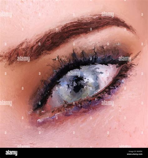 Digital Painting Of A Female Eye Stock Photo - Alamy