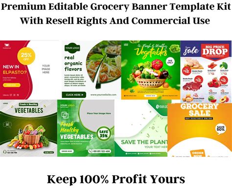 Premium Grocery Banner Template Kit: Resell Rights & - Etsy