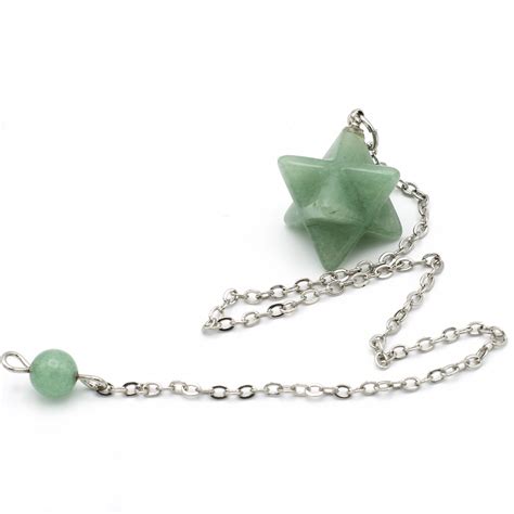 Pendule Divinatoire Merkaba En Pierre Naturelle Aventurine Verte