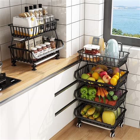 TristonSong Fruit Storage Basket 6 Tier Rolling Stackable Vegetable