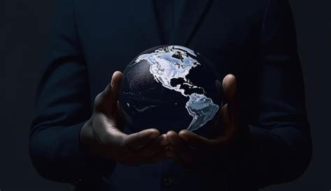 Premium AI Image Black Man Holding A Globe In His Hands