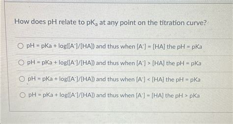 Solved How does pH ﻿relate to pKa ﻿at any point on the | Chegg.com