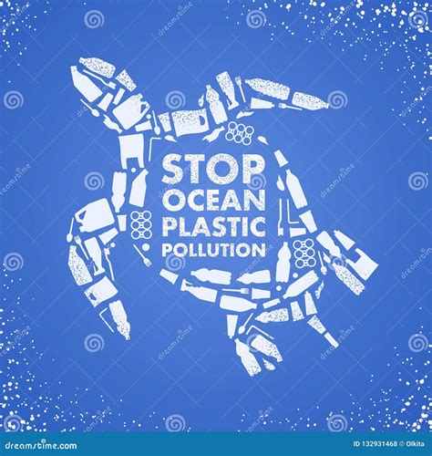 Stop Ocean Plastic Pollution Ecological Poster Turtle Composed Of