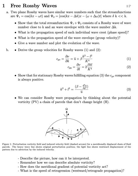 Solved 1 ﻿Free Rossby Wavesa. ﻿Two plane Rossby waves have | Chegg.com