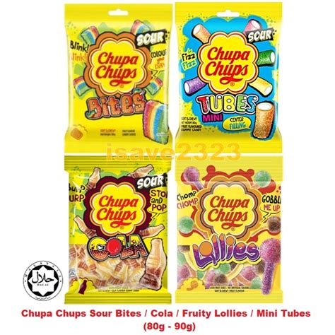 Halal Chupa Chups Sour Bites Cola Fruity Lollies Mini Tubes 80g 90g Shopee Malaysia