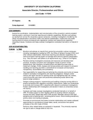 Fillable Online Associate Director Professionalism And Ethics Job Code