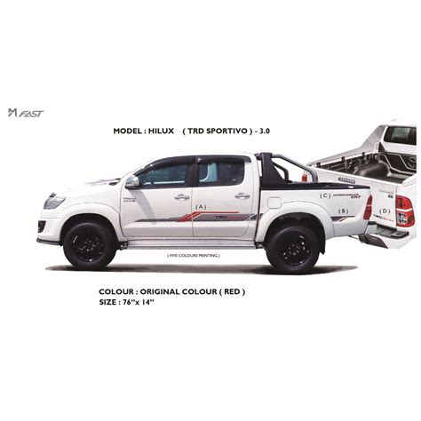 Body Sticker Side Body Lining Toyota Hilux Trd Sportivo Auto