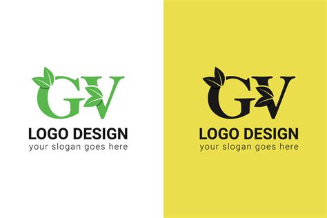 Ecology GV Letters Logo With Green Leaf GV Letters Eco Logo With Leaf