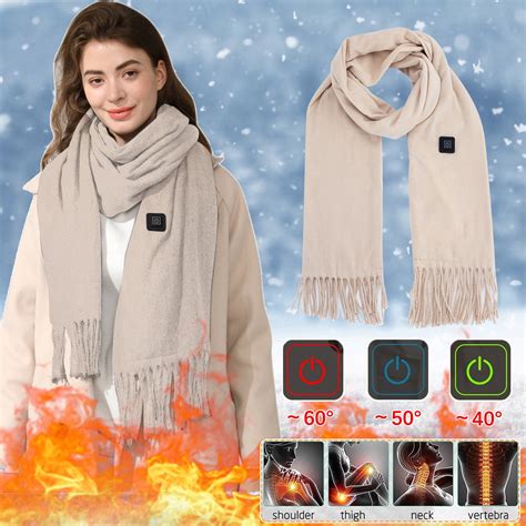 Zqgjb Tassels Heated Scarf For Women And Men Levels Temperatures