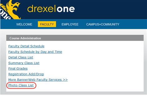 Accessing The Photo Class List Drexel Universitys Lebow College Of