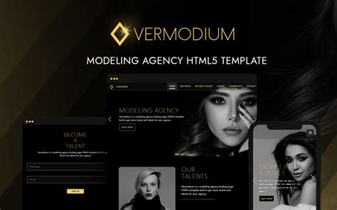 Vermodium Plantilla de página de destino HTML5 para agencia de modelos