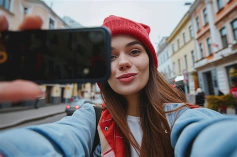 Premium Photo A Young Social Media Influencer Travel Blogger With A