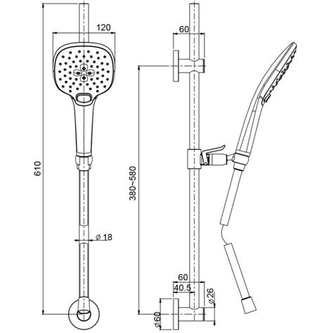 Asta Saliscendi Doccia Con Doccetta A Getti Paini Shower Line Cr P