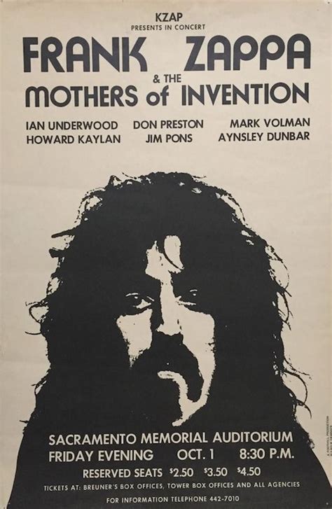 Frank Zappa & the Mothers of Invention | rocktourdatabase.com