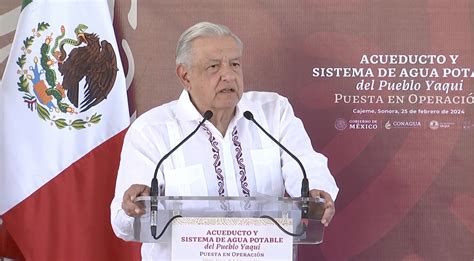 López Obrador inaugura obra que llevará agua al pueblo Yaqui en el