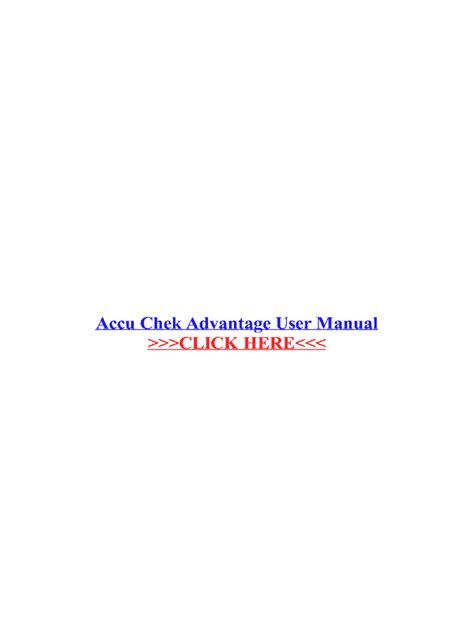 Fillable Online Accu Chek Advantage User Manual Fax Email Print Pdffiller