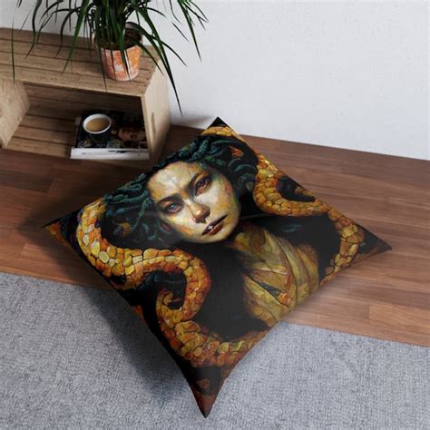 Medusa Art Giant Floor Pillow Medusa Home Decor Tufted Floor Etsy