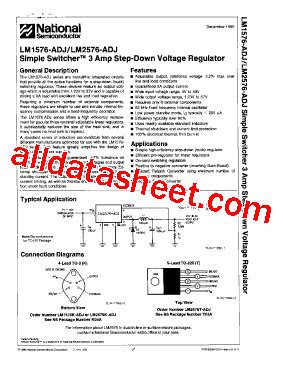 LM2576T ADJ Datasheet PDF National Semiconductor TI