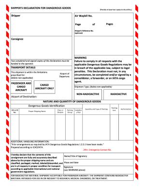 Dangerous Goods Declaration Fillable Form