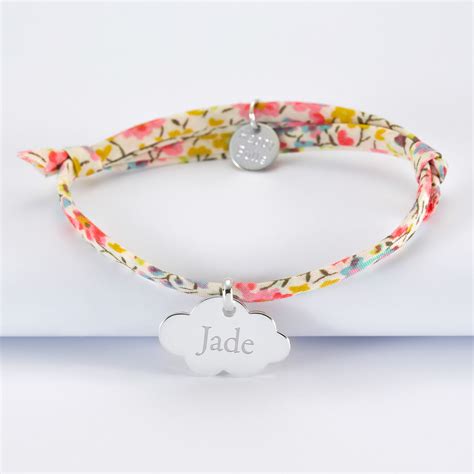 Bracelet Liberty Enfant Personnalis Pr Nom M Daille Grav E Nuage Plaqu Or