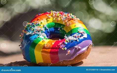 A Rainbow Donut with Sprinkles and Rainbow Colors Stock Illustration ...